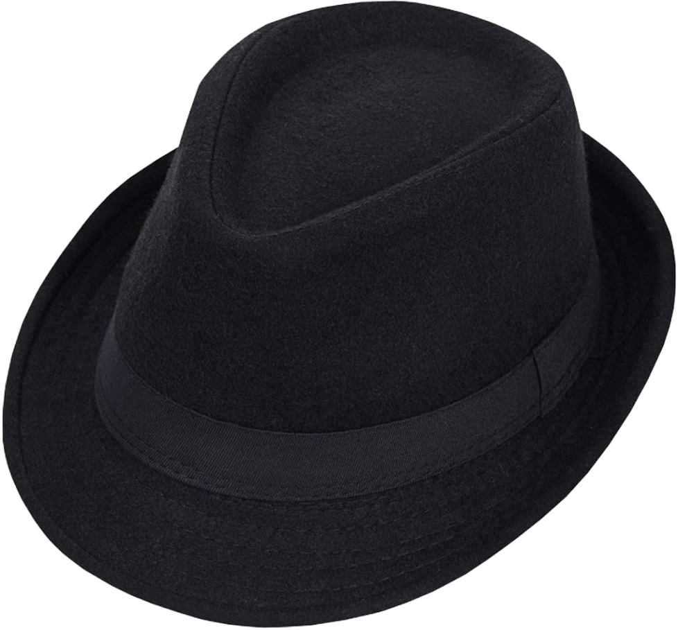 Black Mens Manhattan Structured Gangster Trilby Fedora Hat Jazz Cap Floppy Panama Hat Gentlemans Flat Hat