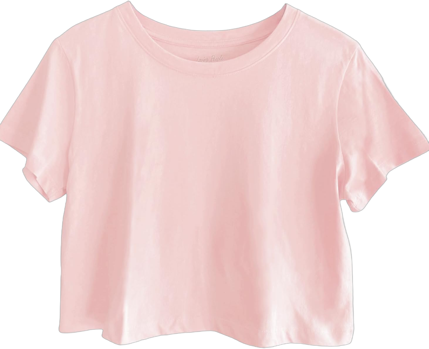 Women's Boxy Crop Top Round Neck Short Sleeve Casual 100% Cotton Cropped Tee T-Shirt X-Large Light Pink