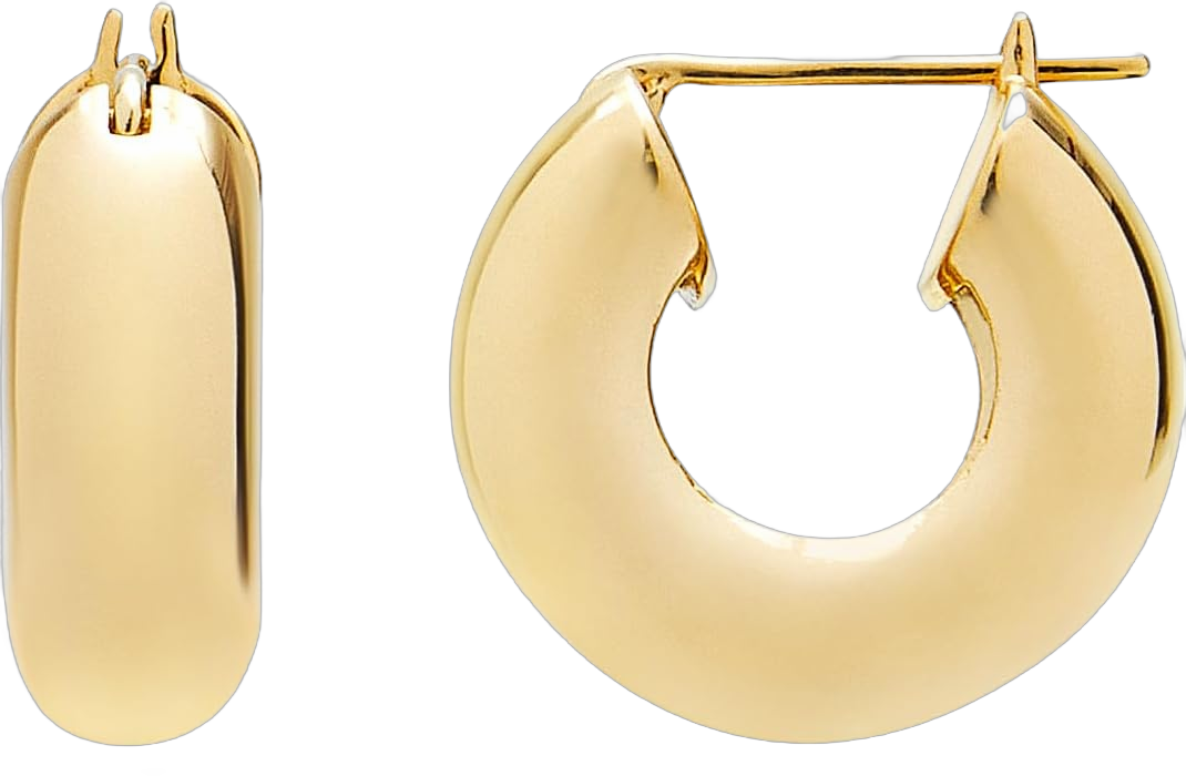 18K Gold/Rhodium Plated 925 Sterling Silver Chunky Hoop Earrings for Women｜ Stylish Thick Hoops Yellow Glod