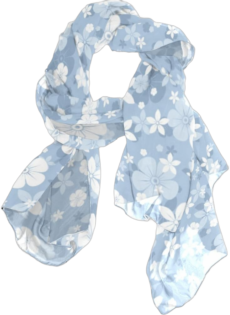 U LIFE Vintage Floral Small Flower Silk Scarf Scarves for Women Blue