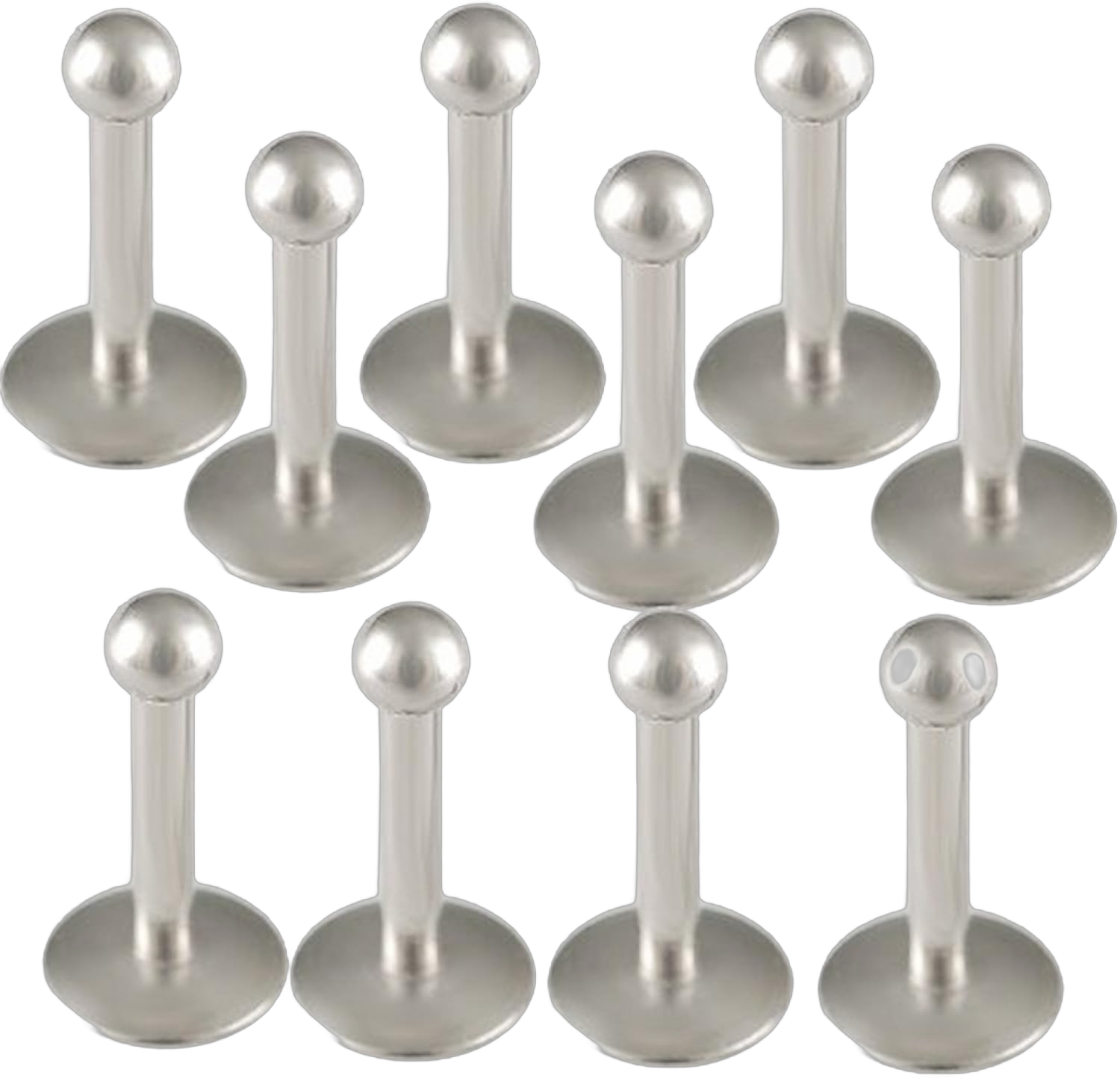 16g 16 gauge 1.2mm 1/4 Inch 6mm Surgical Steel Lip Bar Labret Ball Ring Monroe Ear Tragus Stud AFHQ Piercing Set of 10