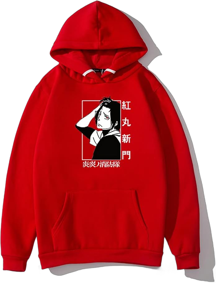 WJHYWDH 2021 New Anime Hoodies Fire Force Casual Hooded Sweatshirt Unisex Clothing XX-Small Red