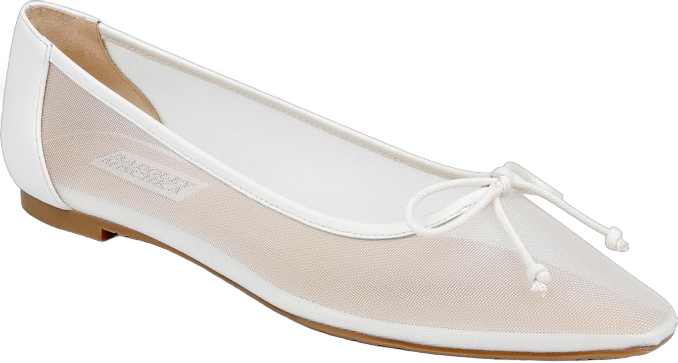 Badgley Mischka Women's Cam Ballet Flat 9.5 White Mesh