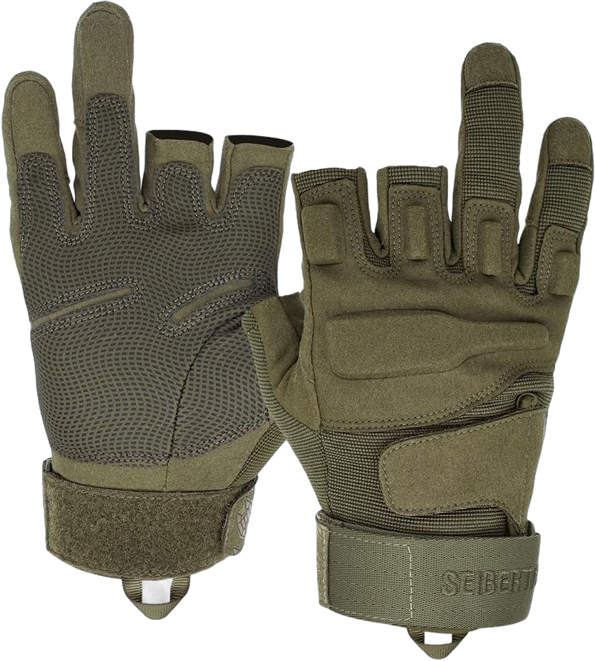 Seibertron Men Or Women XXS to XXL Fingerless/Half Finger Sports Outdoor Tactical Gloves Medium S.O.L.A.G-T-Army Green