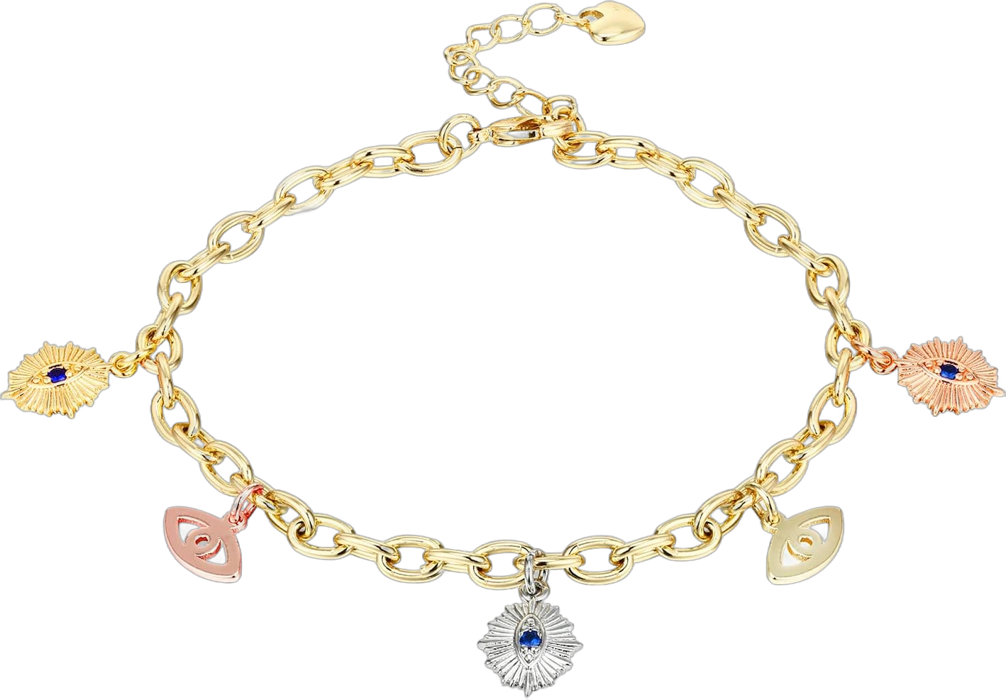 Charm Bracelets for Women 14K Yellow Gold Ankle Bracelet Anklet Evil Eye Star Star Shell Beads Wrist Chain Adjustable 7-11 inches Evil Eye(7+2in)