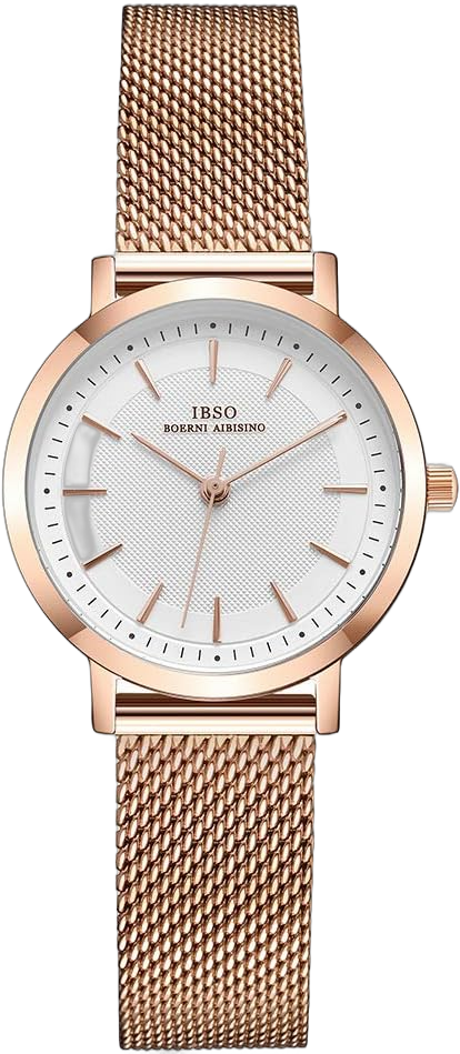 IBSO BOERNI AIBISINO Women Stainless Steel Band Watches Ladies Quartz Wristwatches Waterproof Mesh Bracelet Watch Relogio Feminino (3638 Rose Gold)