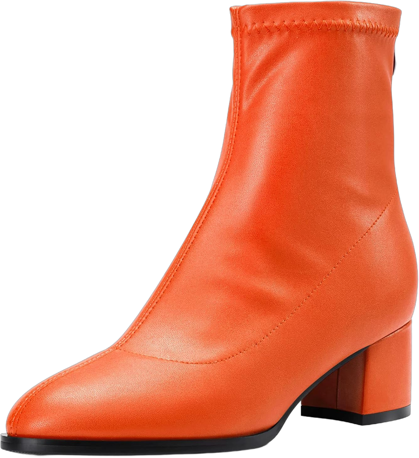 Aachcol Women Ankle Boots Short Bootie Close Round Toe Chunky Block Mid Heel Matte Zipper Shopping 2 Inch 12.5 Orange C