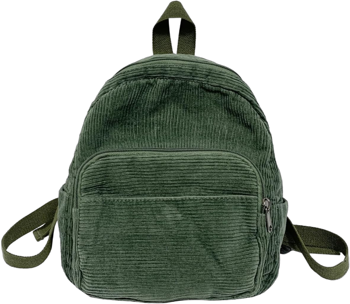 Corduroy Backpack, Small Simple Backpack Y2K Aesthetic Backpack Casual Daypack Backpacks for Women (Green)