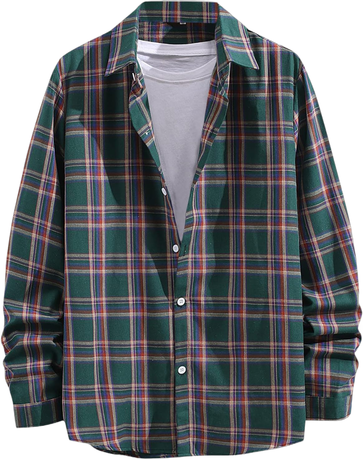 Unisex Mens Womens Long Sleeve Flannel Shirts Casual Button Up Plaid Shirts Corduroy Oversized Boyfriend Jackets 6-green Large