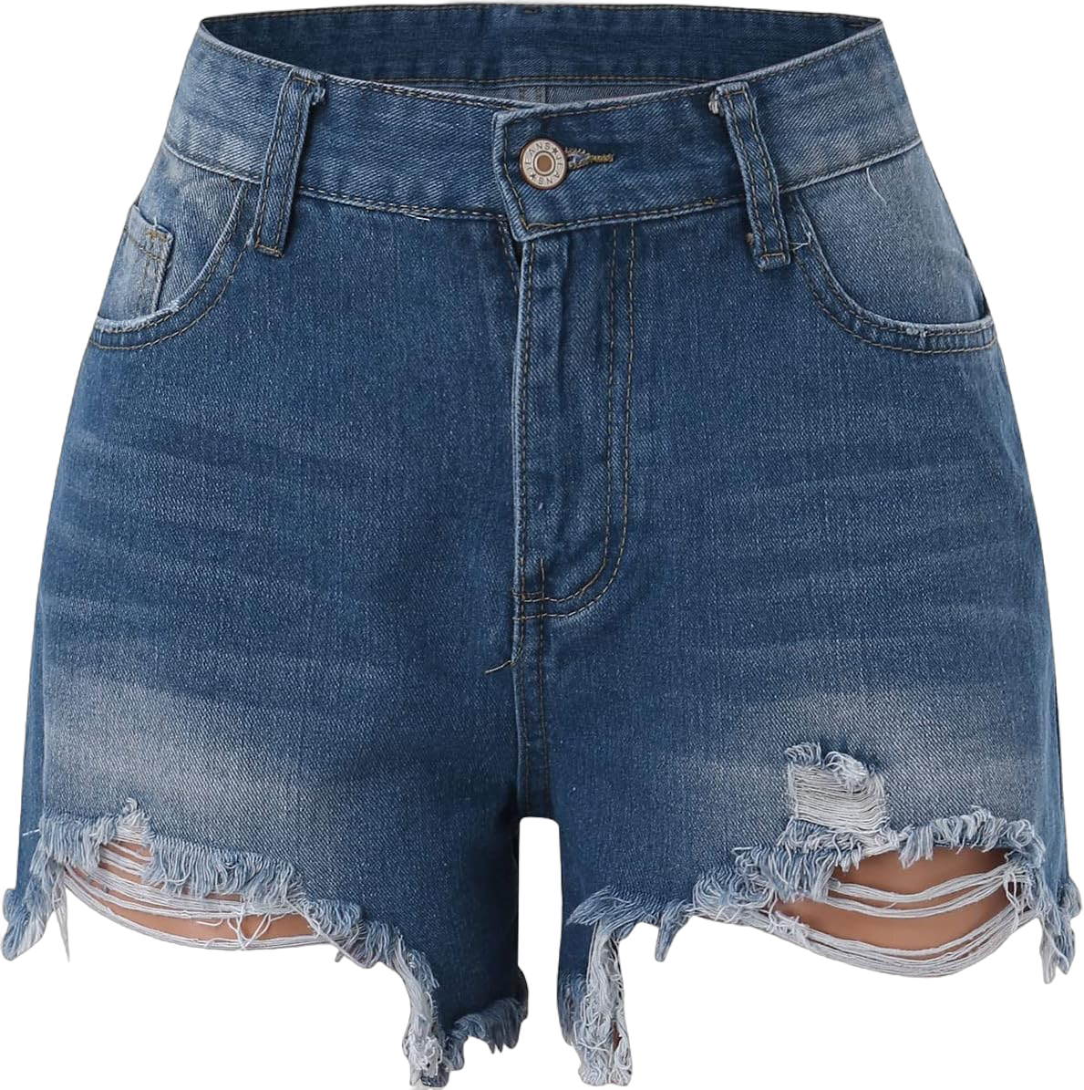 Womens High Waisted Denim Shorts Stretchy Summer Ripped Distressed Jean Shorts Casual Trendy Frayed Raw Hem Shorts 27- Blue X-Large