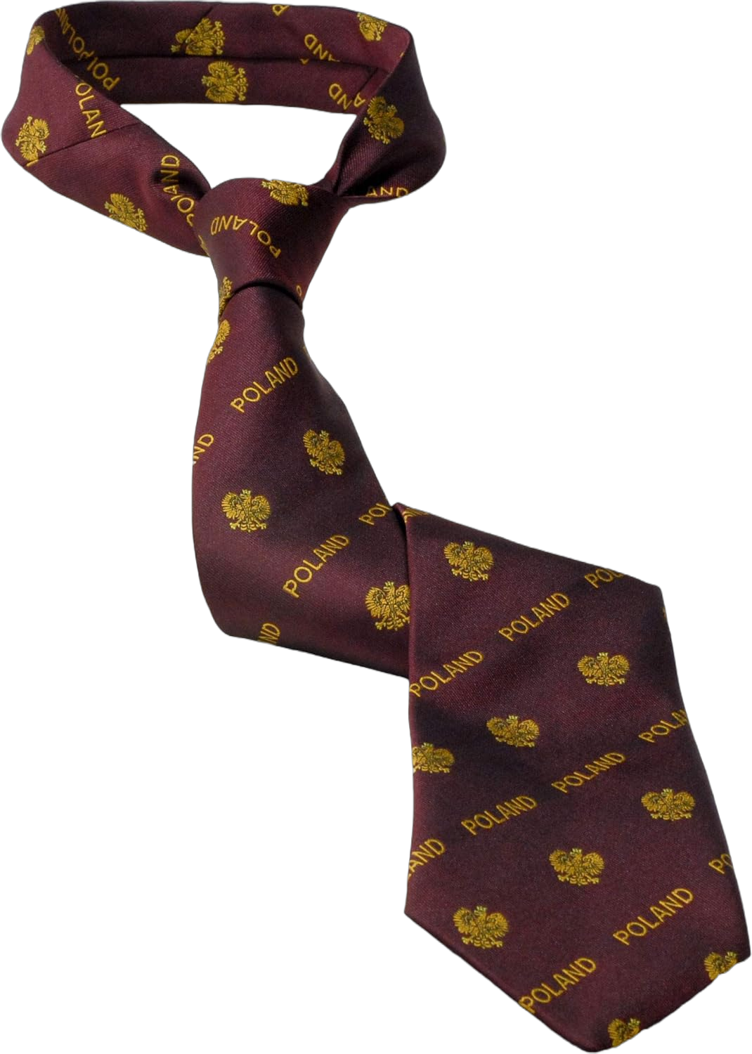 Polart | Dresser Essential Mens Ties for Party & Business Casual, Silk Maroon Tie with 'Poland' Prints and White Eagle, Stylish Necktie Gift for Men's Casual Fashion, Weddings, and Special Occasions