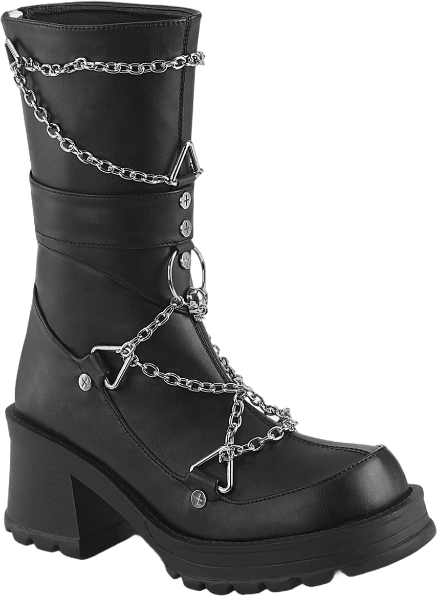 Demonia Women's Bratty-120 Ankle Boots 12 Black Vegan Leather