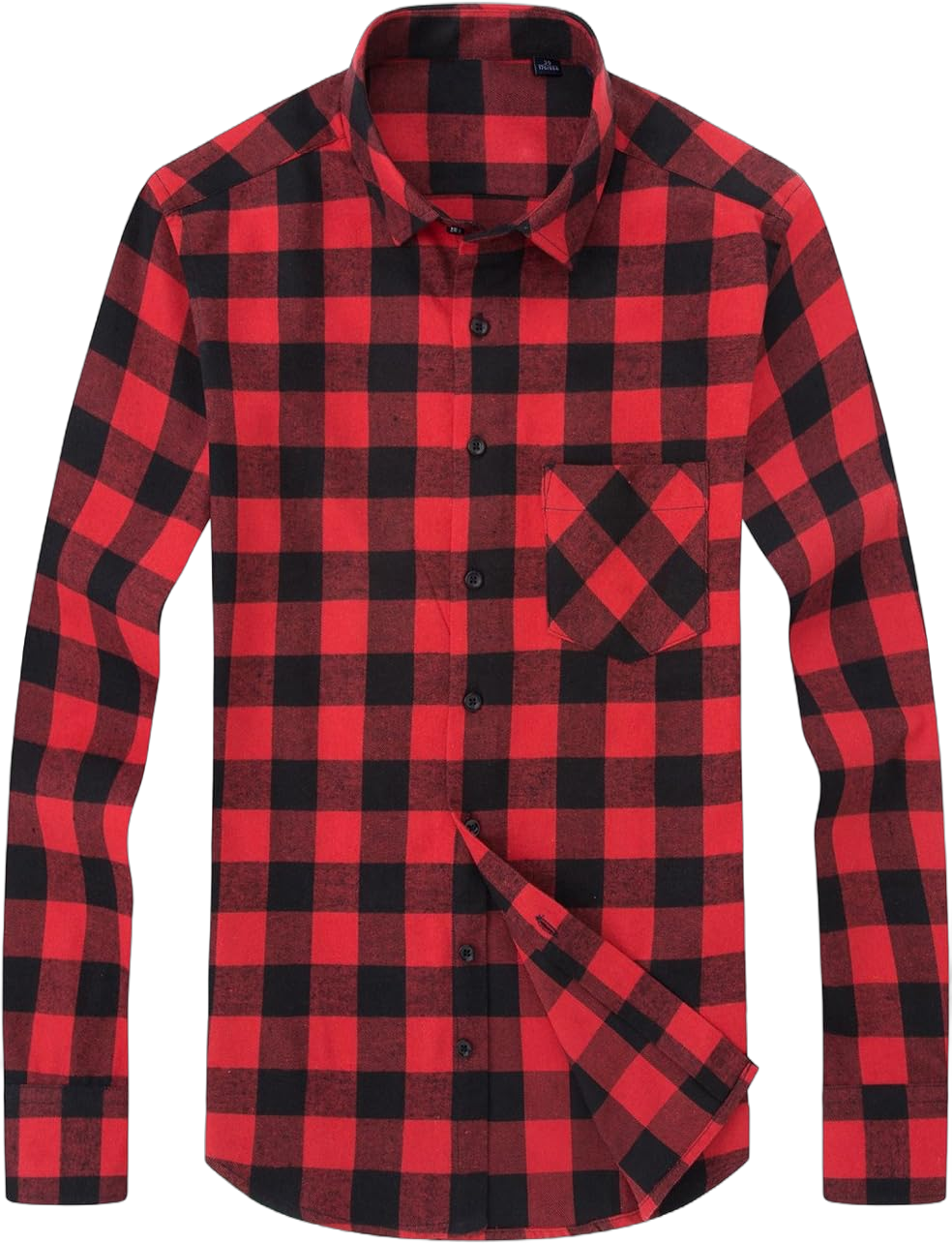 DOKKIA Men's Casual Dress Long Sleeve Buffalo Plaid Checkered Fitted Flannel Shirt X-Large Red Black Buffalo