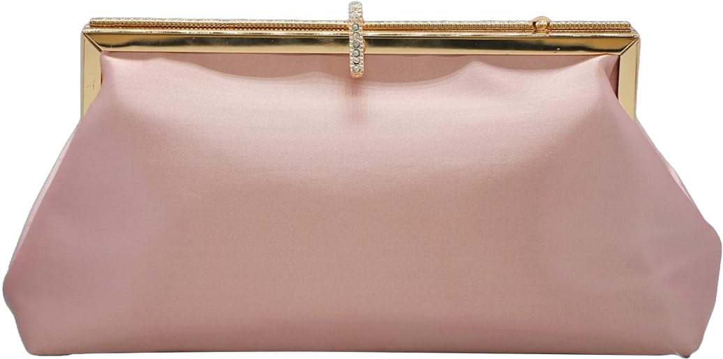 Women Pleated Satin Clutch Bride Purse Elegant Rhinestone Evening Bag Banquet Party Handbag Pink