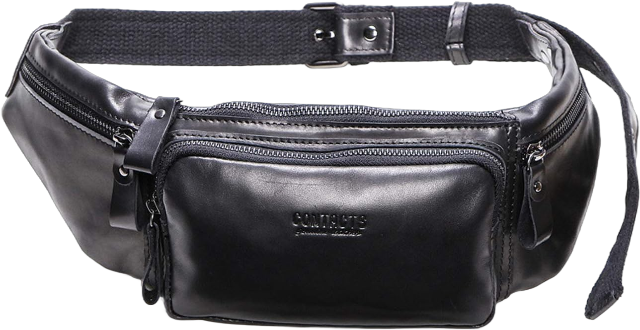 Waist Packs Men Chest Sling Bag Waist Pouch Leather Fanny Pack Waterproof Business Travel Running Cycling Sports Crossbody Bag Outdoor Multipurpose Shoulder Bag Black