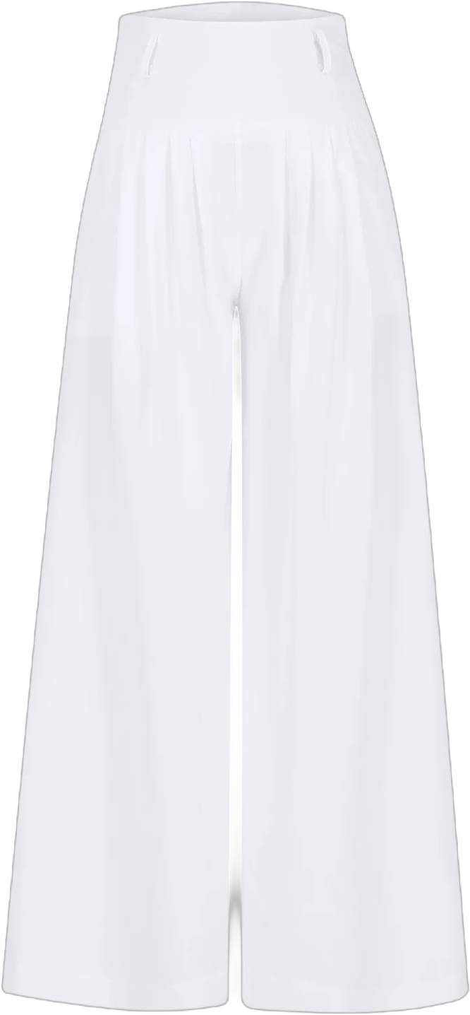 Mrat Womens Wide Leg Dressy Pants Pleated High Waist Culottes Pants Solid Loose Bussiness Work Trousers with Pocket Comfy Sweatpants with Pockets S-43 White M