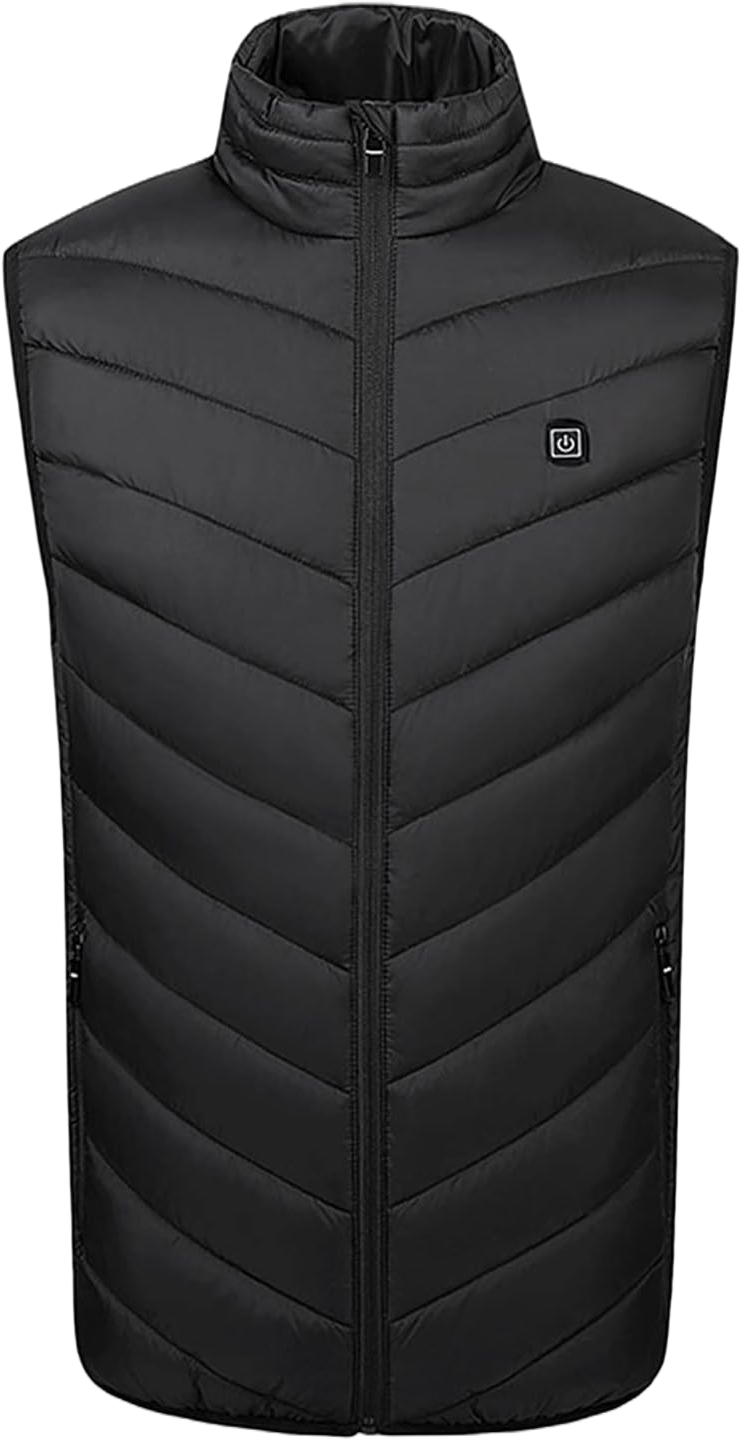 tuduoms 9 Heating Areas Heated Vest Unisex Sleeveless Lightweight Heated Jacket Heated Gilet Heated Body Warmer Waistcoat Large Black