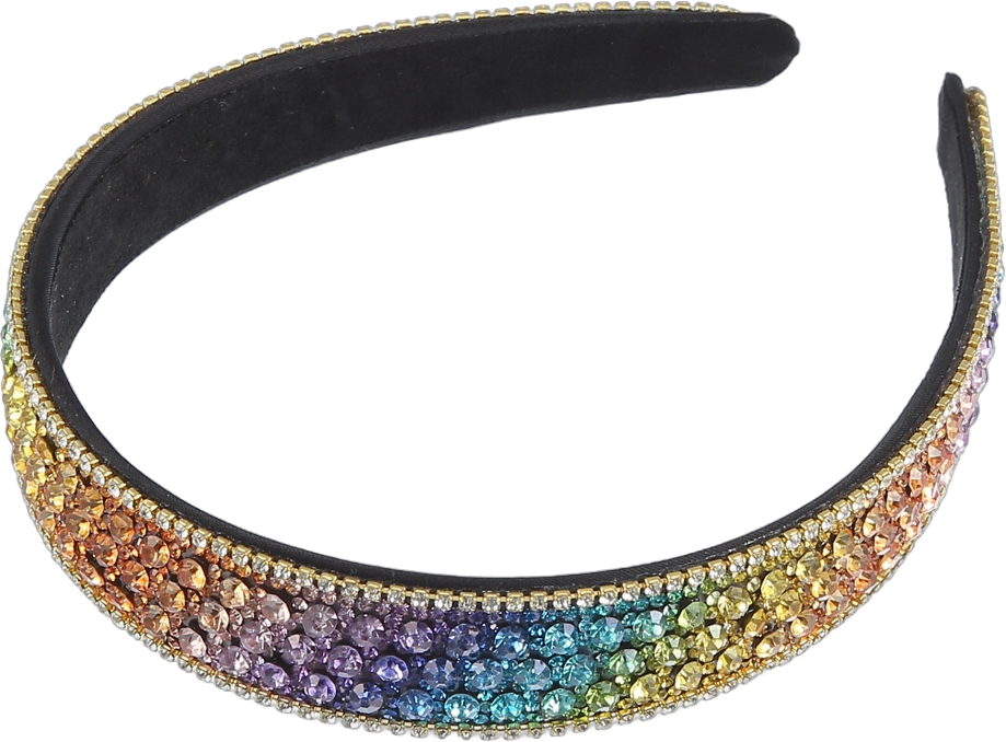 Unique Bargains Women's Luxury Sparkly Rhinestone Wide Headband 1 Pc Rainbow Color