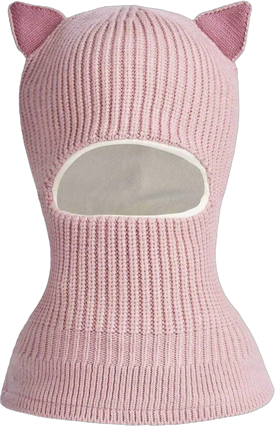 1pc Baby 1-3Y Cat Ear Knitted Balaclava Hat Scarf Set, Warm & Windproof For Winter