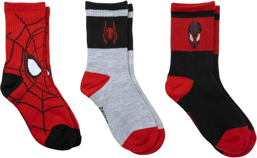 Boys&#39; Marvel Spider-Man 3pk Crew Socks - Red/Black/Gray S/M