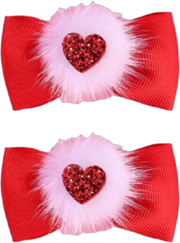 VEICOSTT Red Heart Bow Hair Clip Valentine's day Hair Bow Hair Clips Hair Accessories for Baby Women Girls Valentine's day Headband ZFJ45 (Pompom Heart Set)