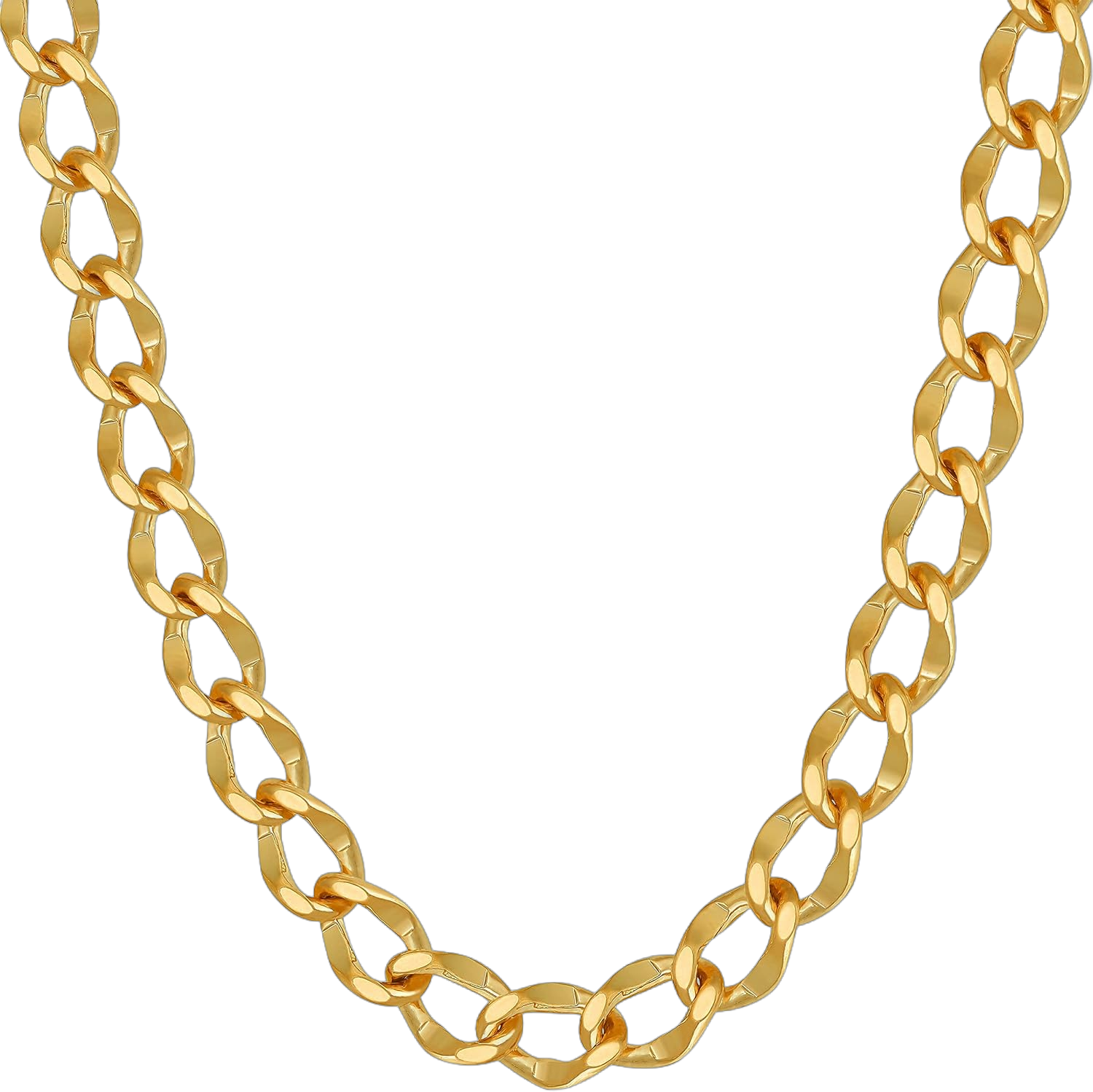 LIFETIME JEWELRY Diamond Cut Curb Link Chain Necklaces for Men & Women 24k Gold Plated (4mm 5.5mm 7mm) 26 inches 7mm Gold