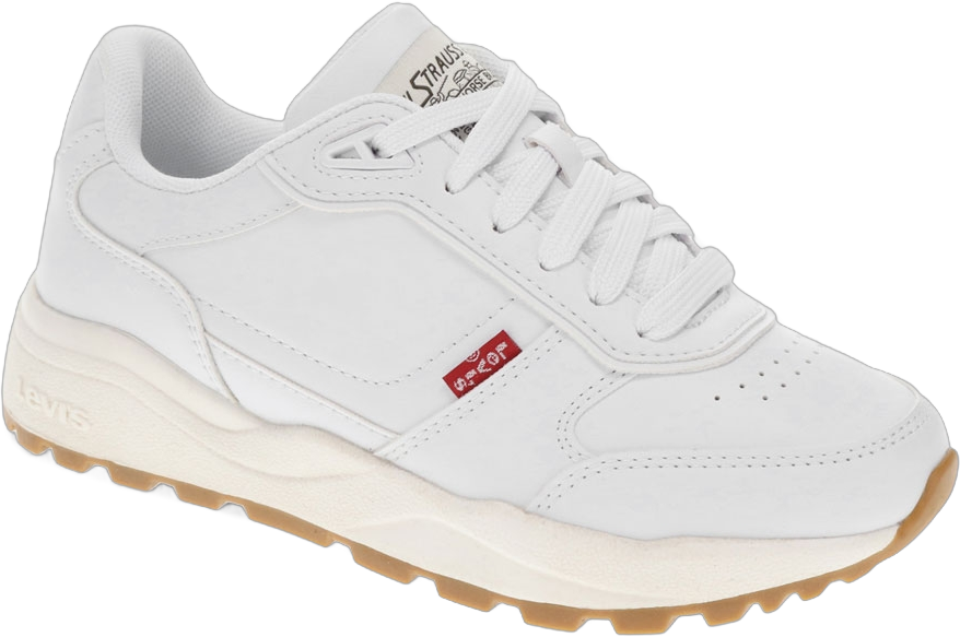 Levi's Womens Skye Synthetic Leather Casual Lace Up Sneaker Shoe, White/Gum, Size 9