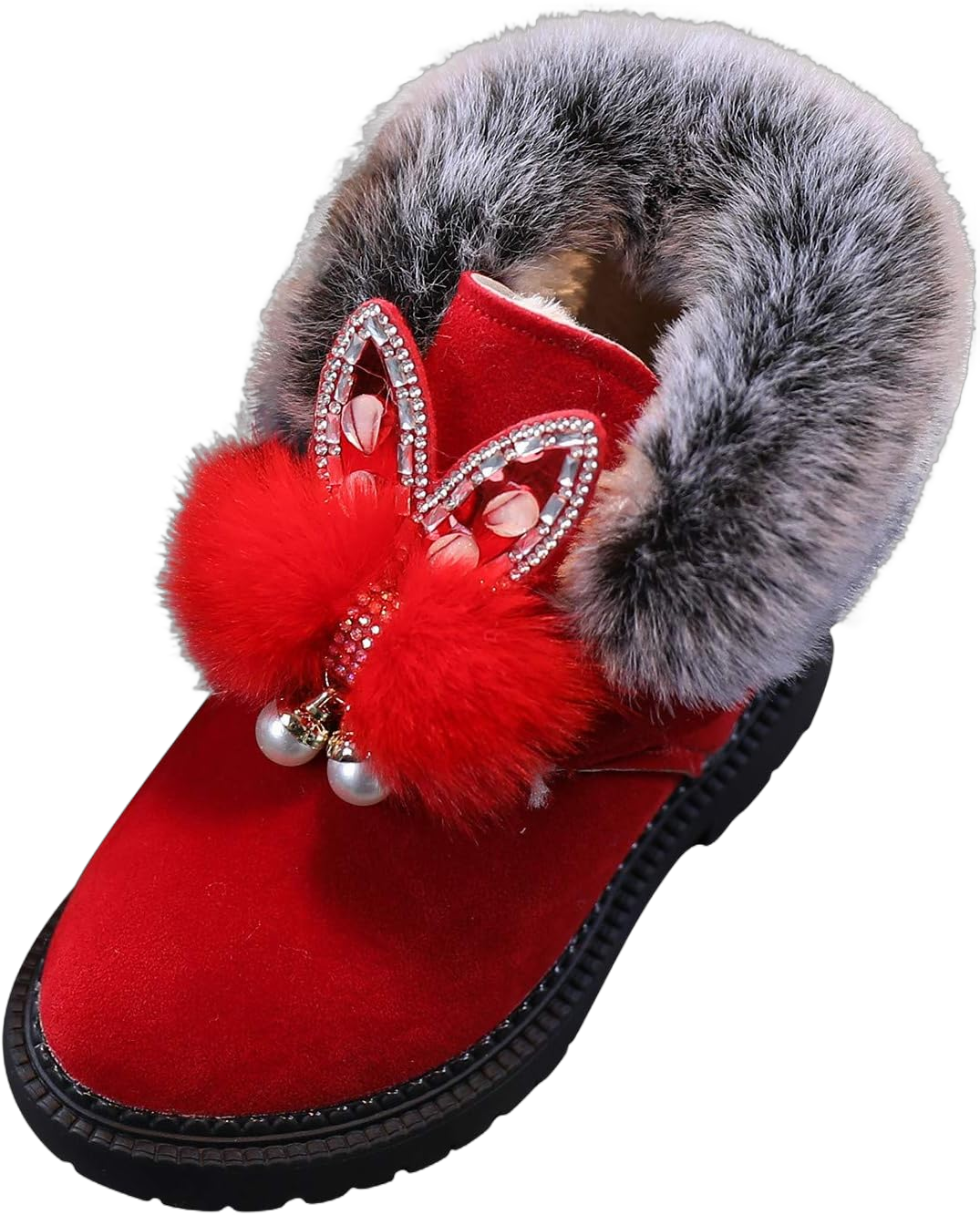 Unisex Baby Girl Boy Slippers Lightweight Boots Non Slip Fashion Boot Fur Lined Warm Winter Boots Red