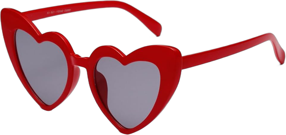 Heart Shaped Sunglasses for Women, Vintage Cat Eye Mod Style Women's Fashion Oversized Heart Eyeglasses Cute Love Eyewear Red