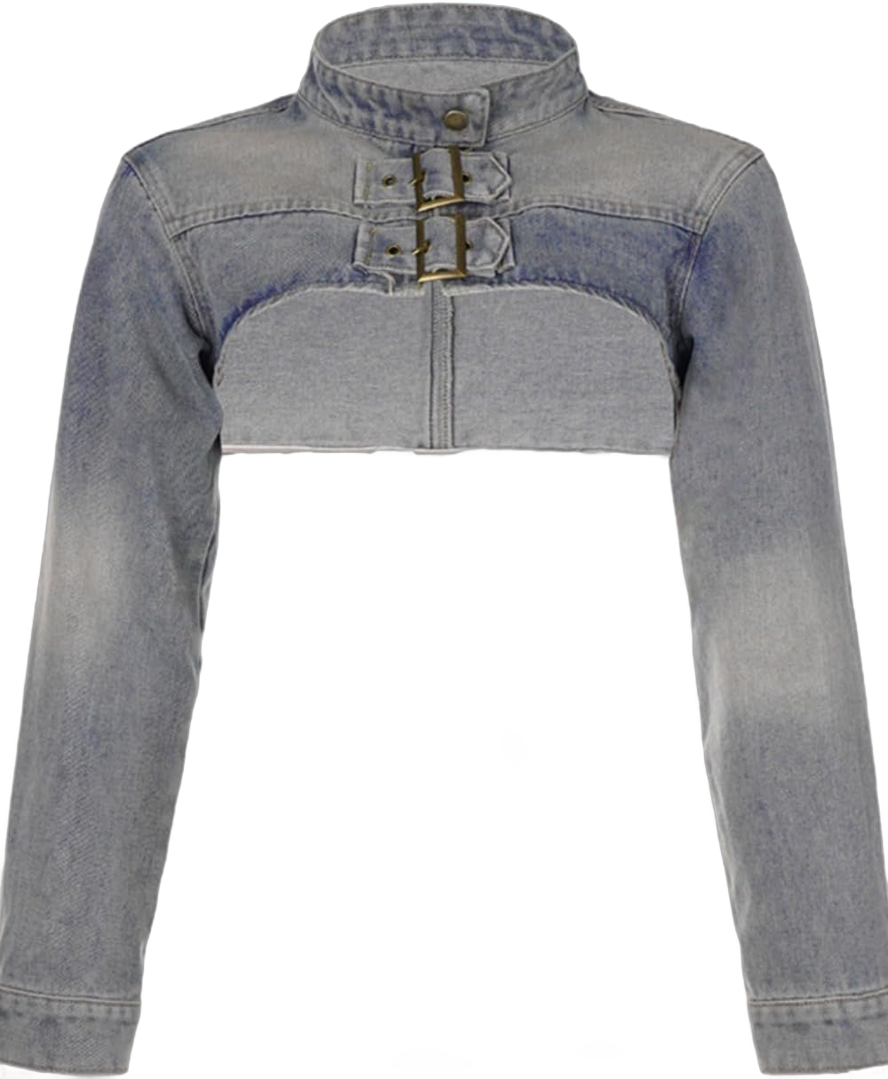 Y2K Women's Vintage Cropped Shrug Denim Jacket for Women Long Sleeve Unique Sexy Jean Jacket Women Denim Large