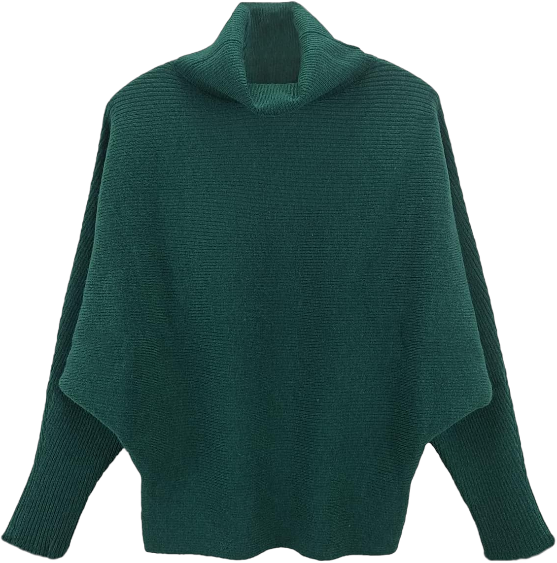 GABERLY Turtleneck Batwing Sleeves Dolman Knitted Oversized Sweaters and Pullovers Tops for Women One Size Green