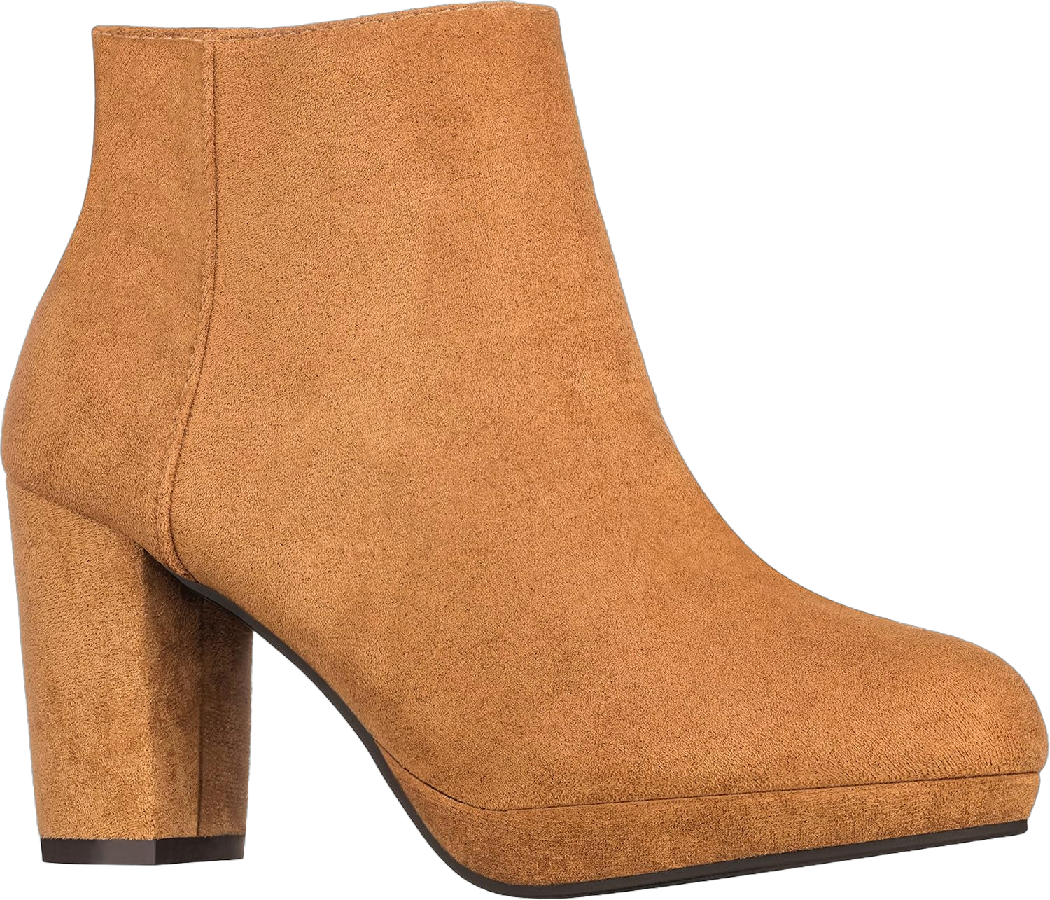 ILLUDE Women’s Ankle Bootie Side Zip Comfortable Block Heel Chunky Platform Ankle Boots 10 Tan Suede