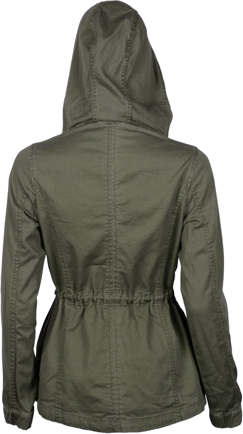 Women's Premium Vintage Wash Lightweight Military Fashion Twill Hoodie Jacket Small Olive Green