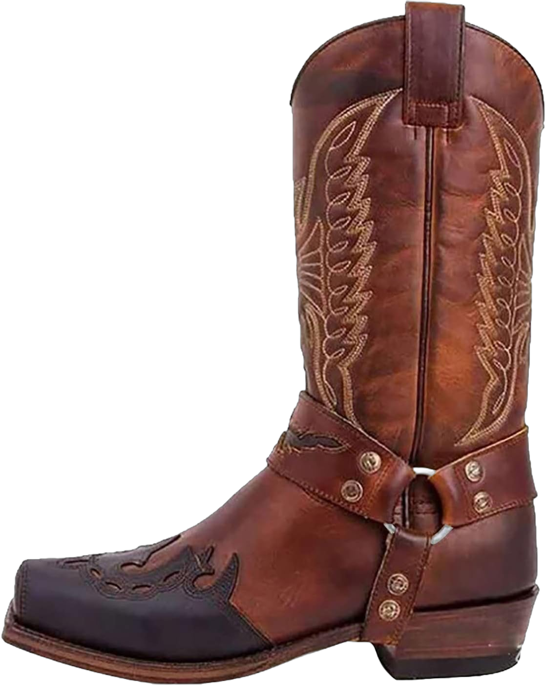 Western Boots Cowboy Boots for Men Square Toe Work Boots Chunky Heels Embroidered Western Boots Wide Calf Lightweight Waterproof Leather Traditional Country Casual Boot