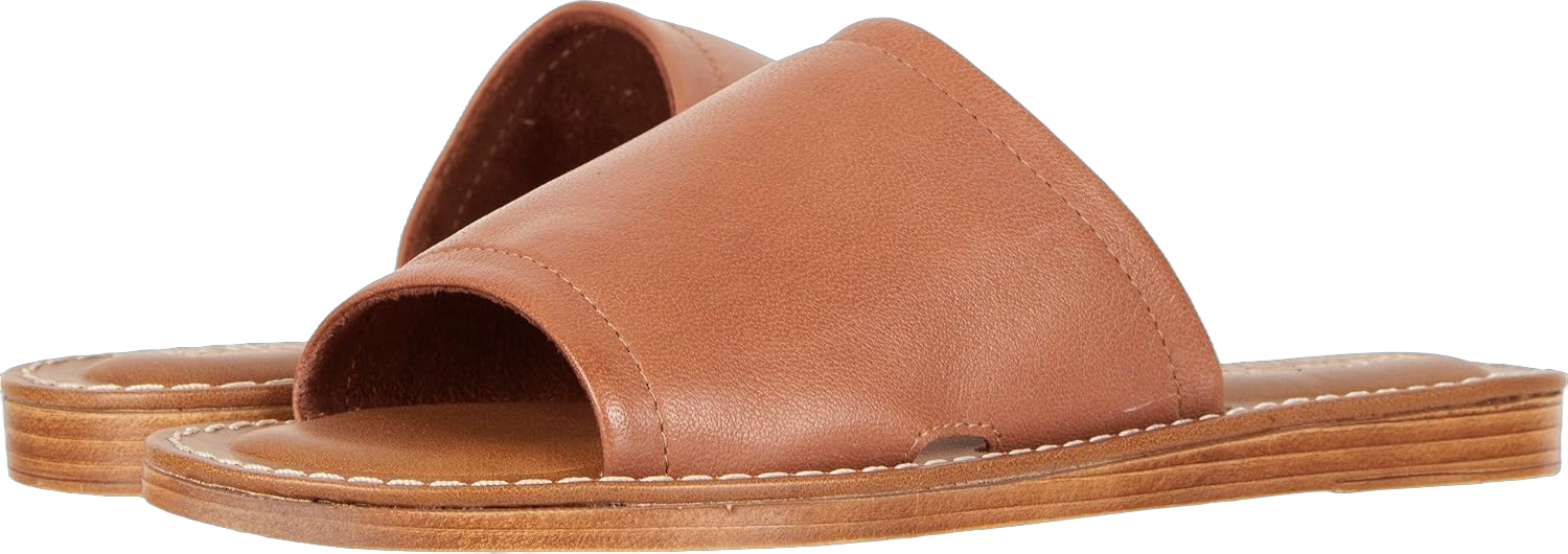 Bella Vita Womens Ros-Italy Leather Flat Slide Sandals Tan 11 Wide (C,D,W)