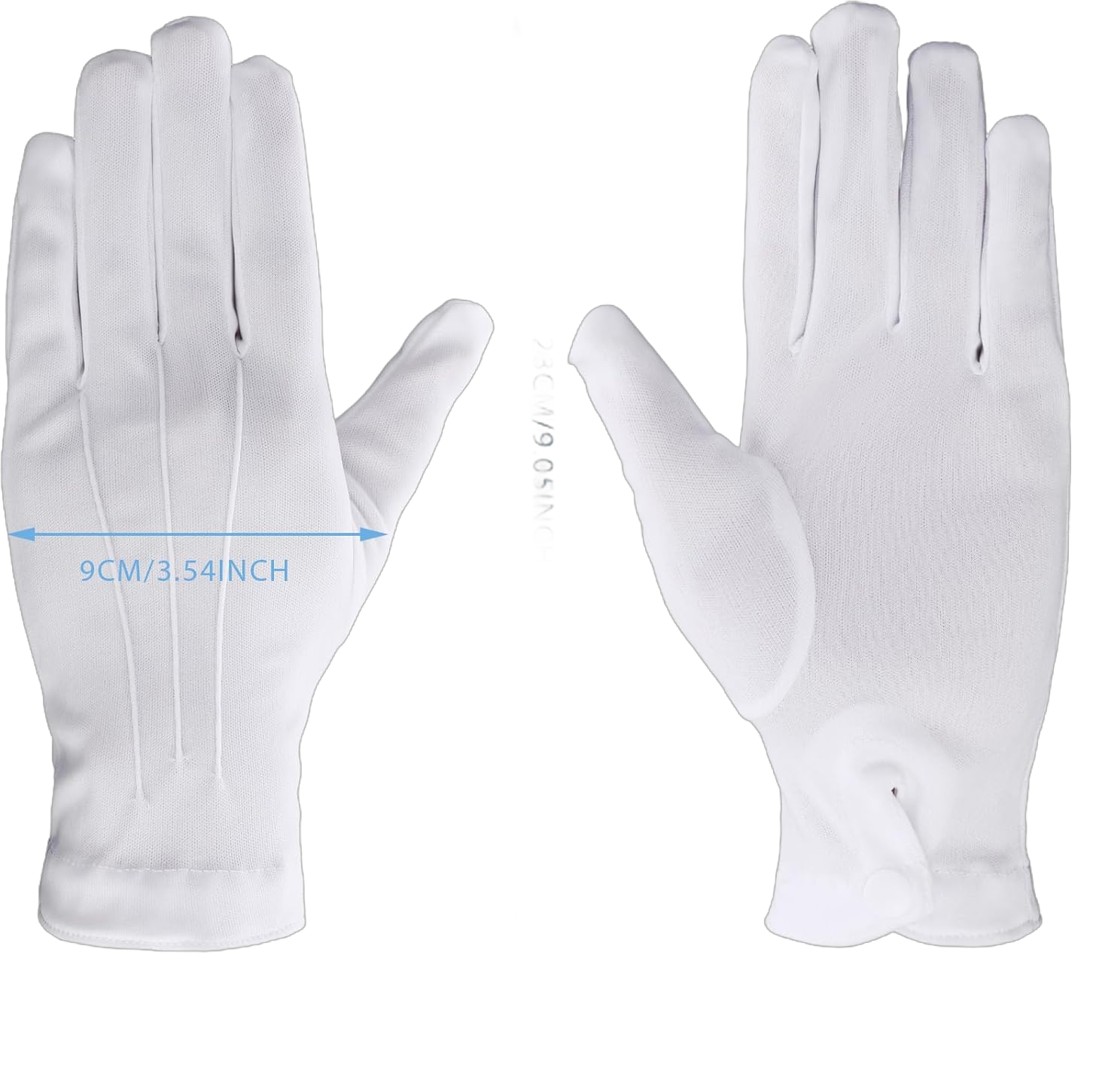 Yolev Parade Gloves White Cotton Formal Tuxedo Costume Honor Guard Gloves with Snap Cuff Gloves Dress Gloves