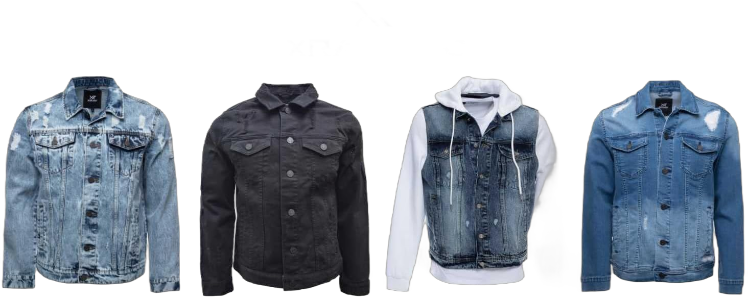 X RAY Mens Denim Jacket, Washed Ripped Distressed Flex Stretch Casual Trucker Biker Jeans Jacket for Men XX-Large Navy