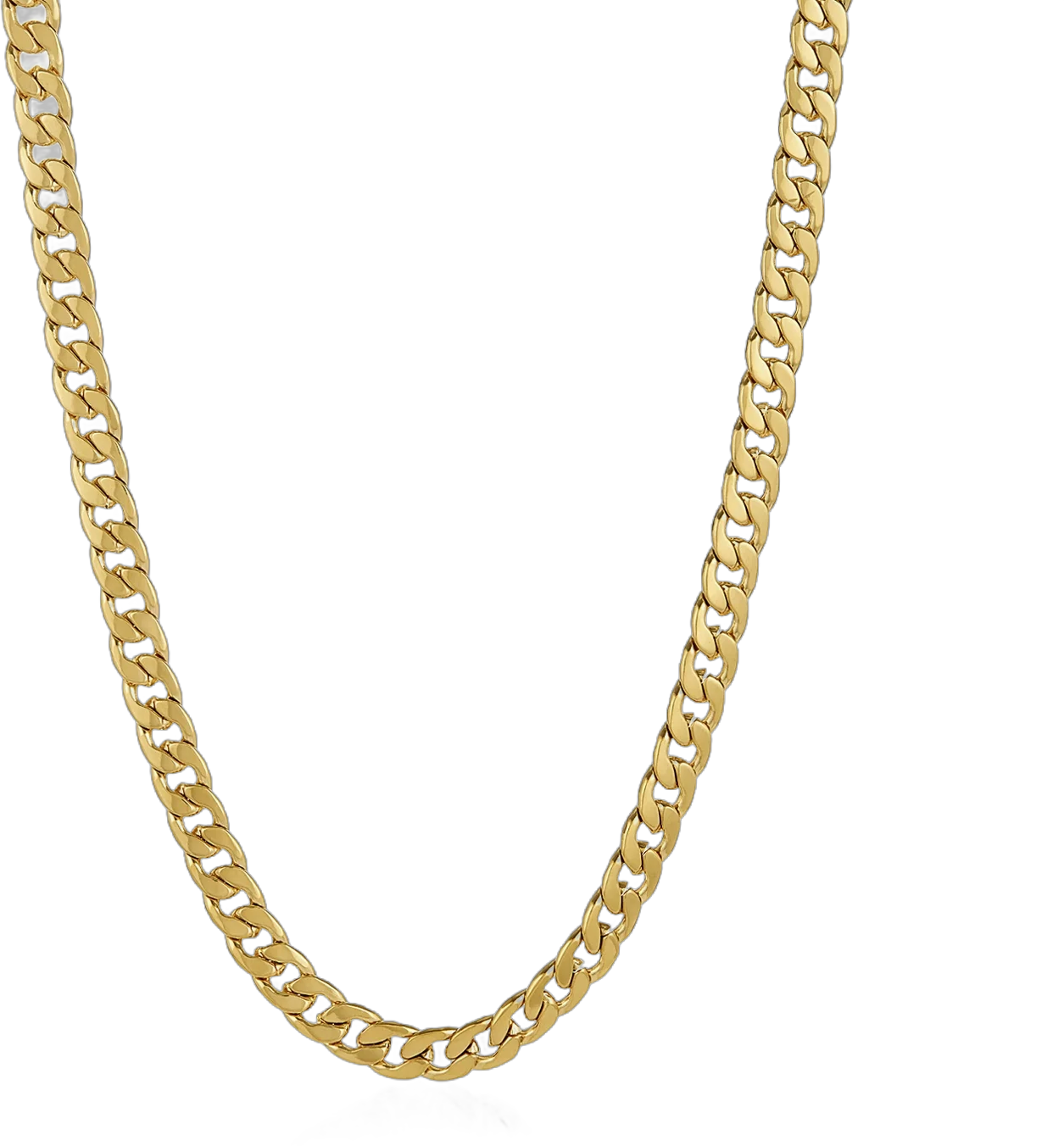 The Bling Factory Men's 8.9mm 24k Yellow Gold Plated Stainless Steel Flat Cuban Link Curb Chain Necklace, 22 inches