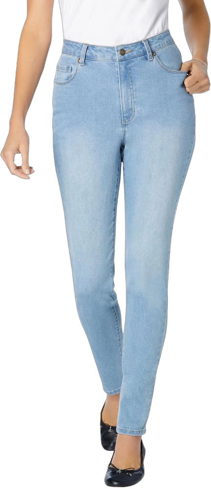 Woman Within Women's Plus Size Petite Comfort Curve Slim-Leg Denim Jean - 12 WP, Light Wash