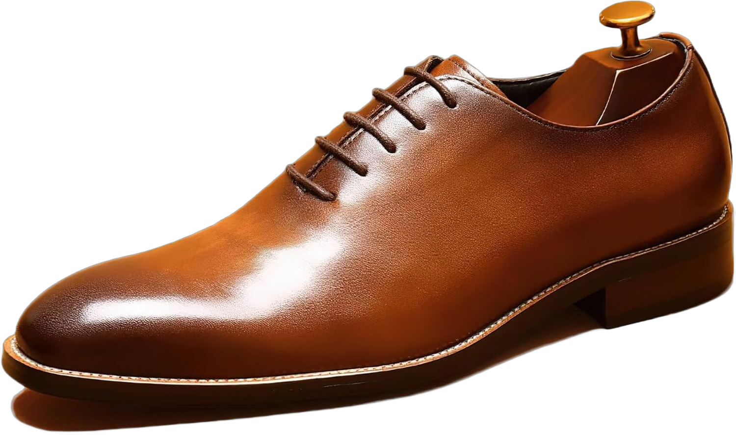 Cowhide Leather Shoes Men's Genuine Leather Business Dress Handmade Oxford Pointed Toe Lace Up Mens Shoes Brown