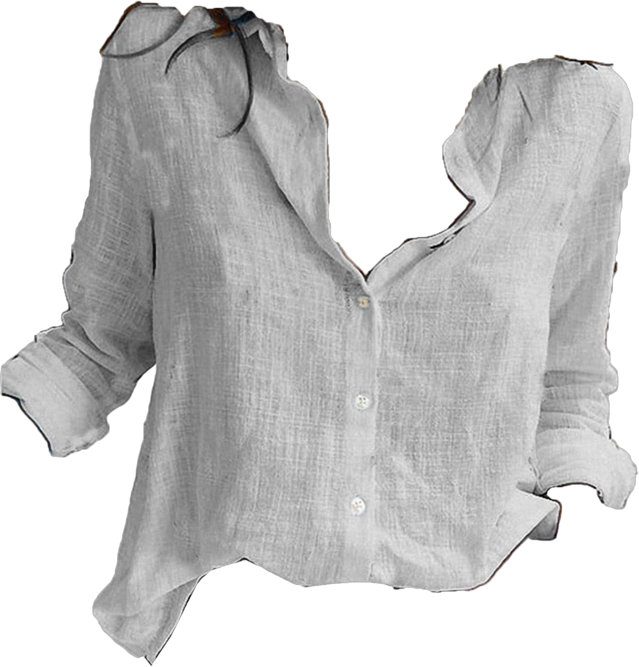 Womens Pure Color Cotton Linen Shirts Roll Up Long Sleeve Buttons Lapel Tunic Blouses Loose Casual Shirt Tops XX-Large White