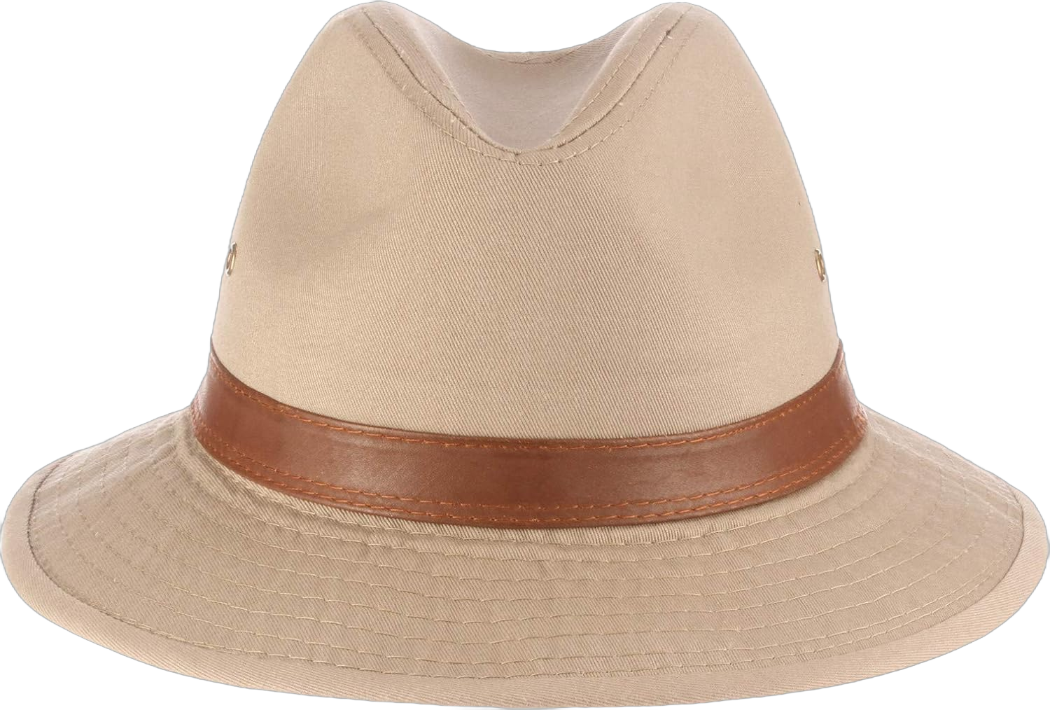 Dorfman Hat Co. Men's One-Piece Canvas Faux Leather-Trim Safari Hat Large Khaki