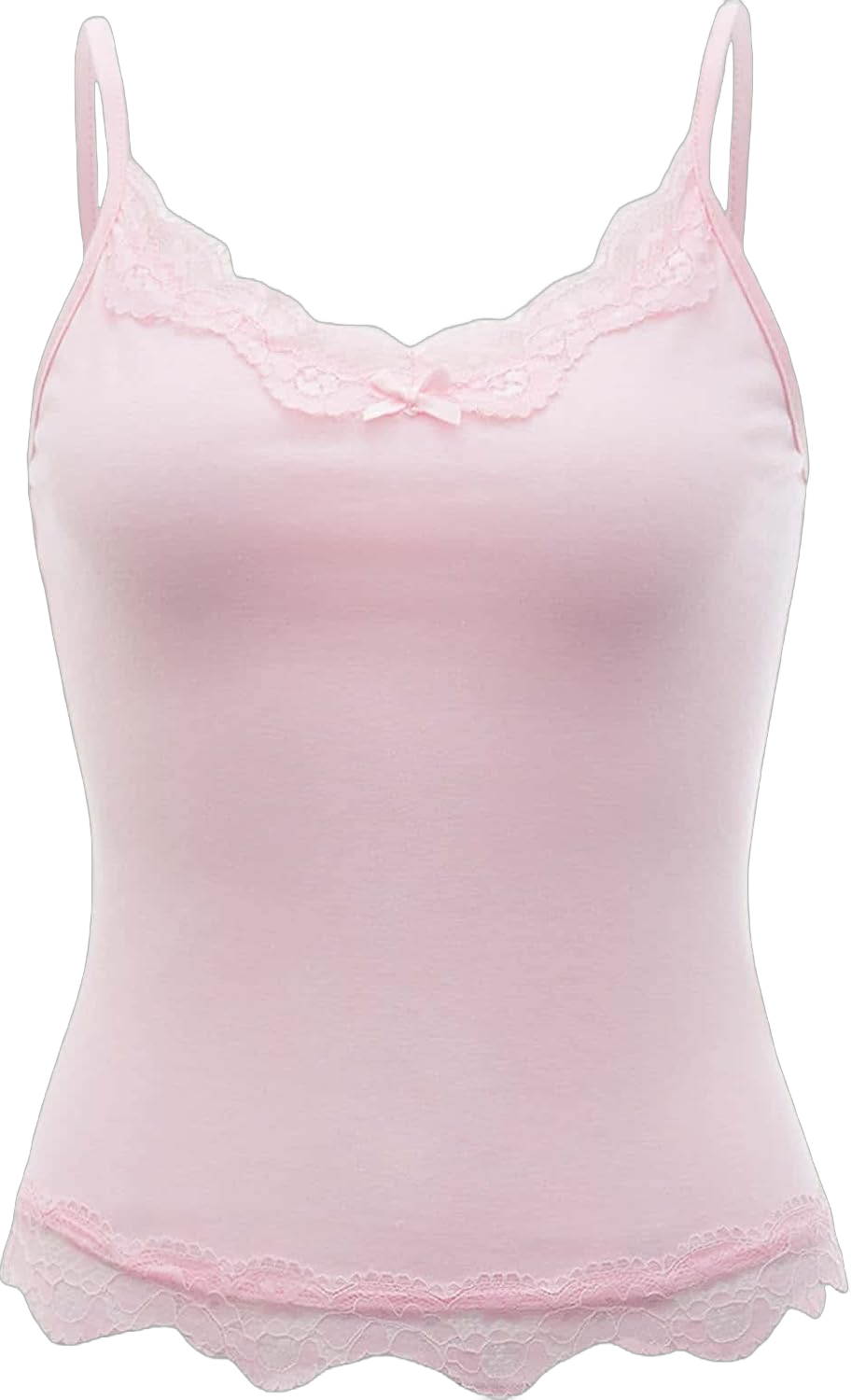 SHENHE Women's Y2K Tank Tops Summer Lace Sleeveless Spaghetti Strap Cami Crop Tops Casual Camisole Medium Light Pink