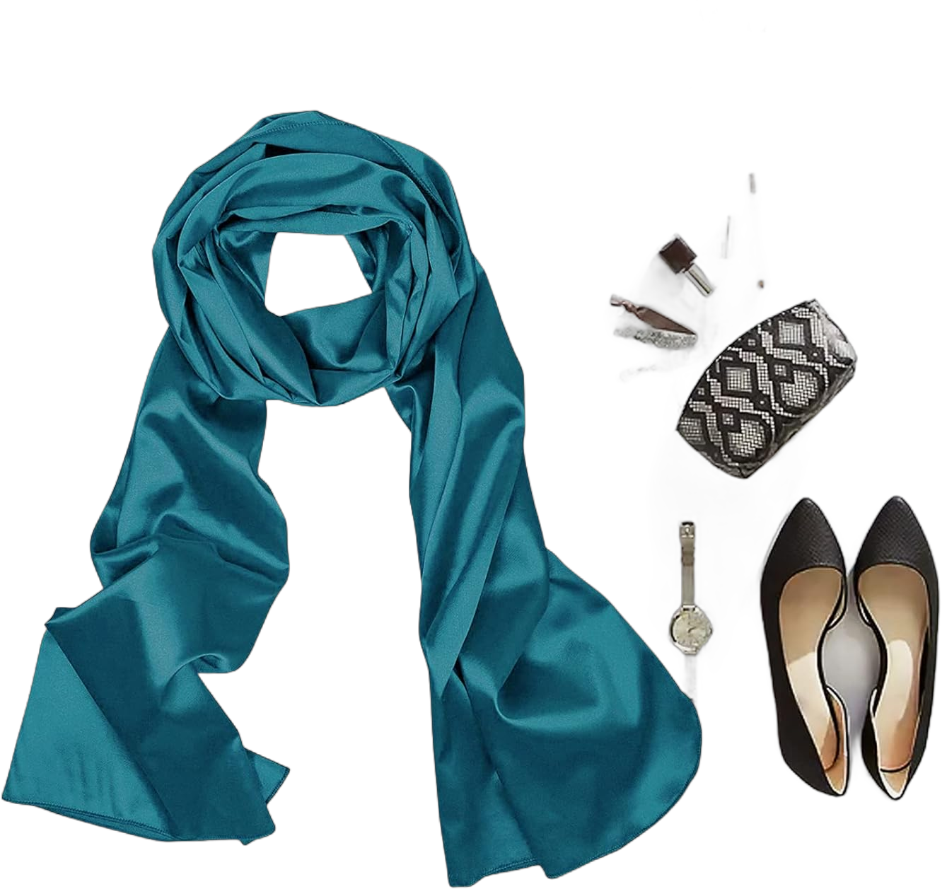 Women Satin Chiffon Evening Scarve Silky Solid Color Shawl Wraps Stole For Weddings Bridal Bridesmaids Proms Parties Dark Teal Green