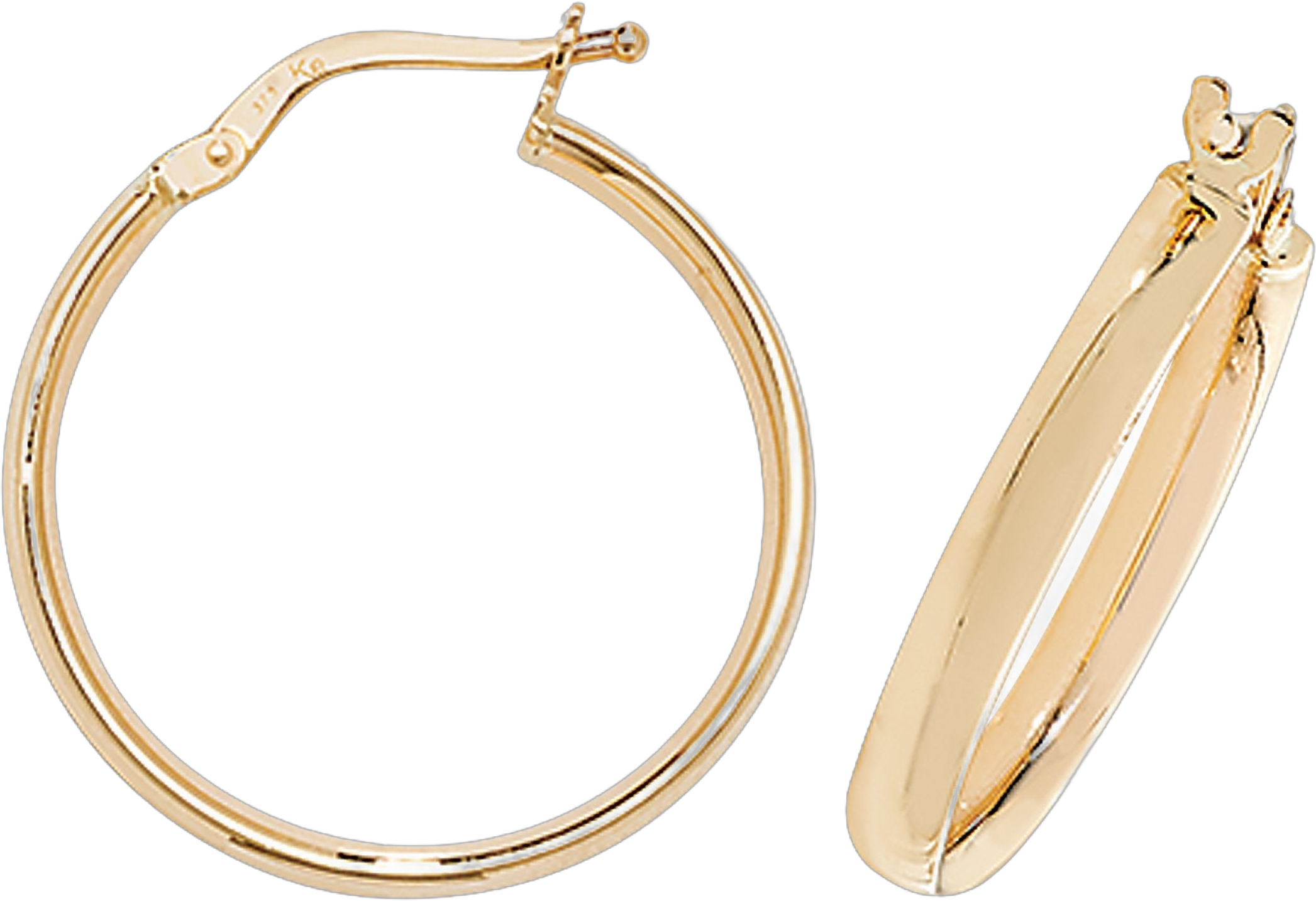 9ct Gold Hoop Earrings. 25mm*23mm Hypoallergenic 9ct Gold Jewellery for women..