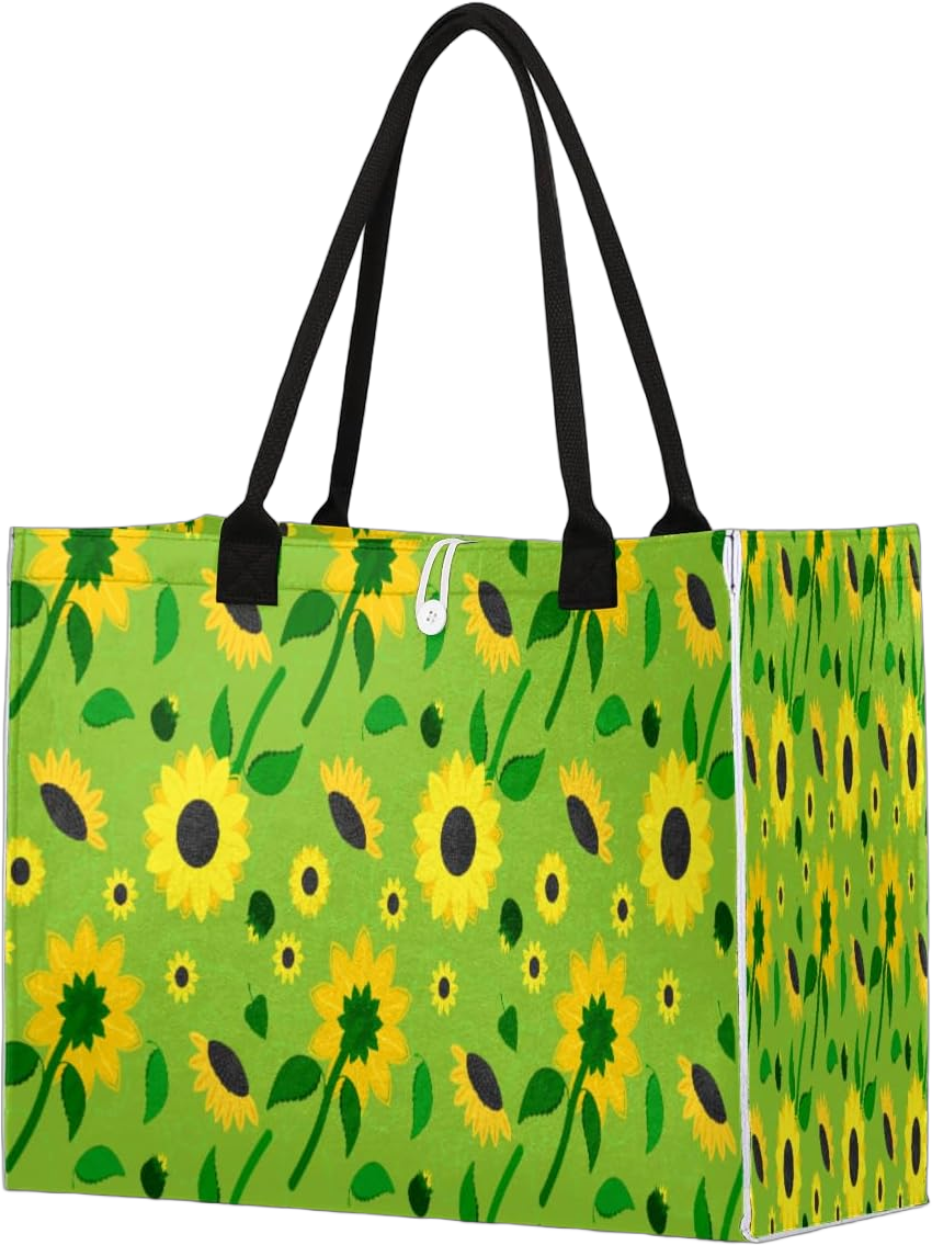 Sunflower Flower Plant Pattern Tote Bag for Women Large Beach Bag Reusable Grocery Bags Tote Bag for Work Shopping Travel Beach