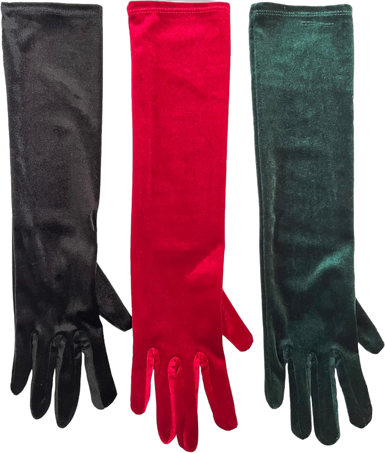 Women’s Long Velvet Gloves Elbow Length 1920s Flapper Opera Party Gloves for Costume Dance Black-15"