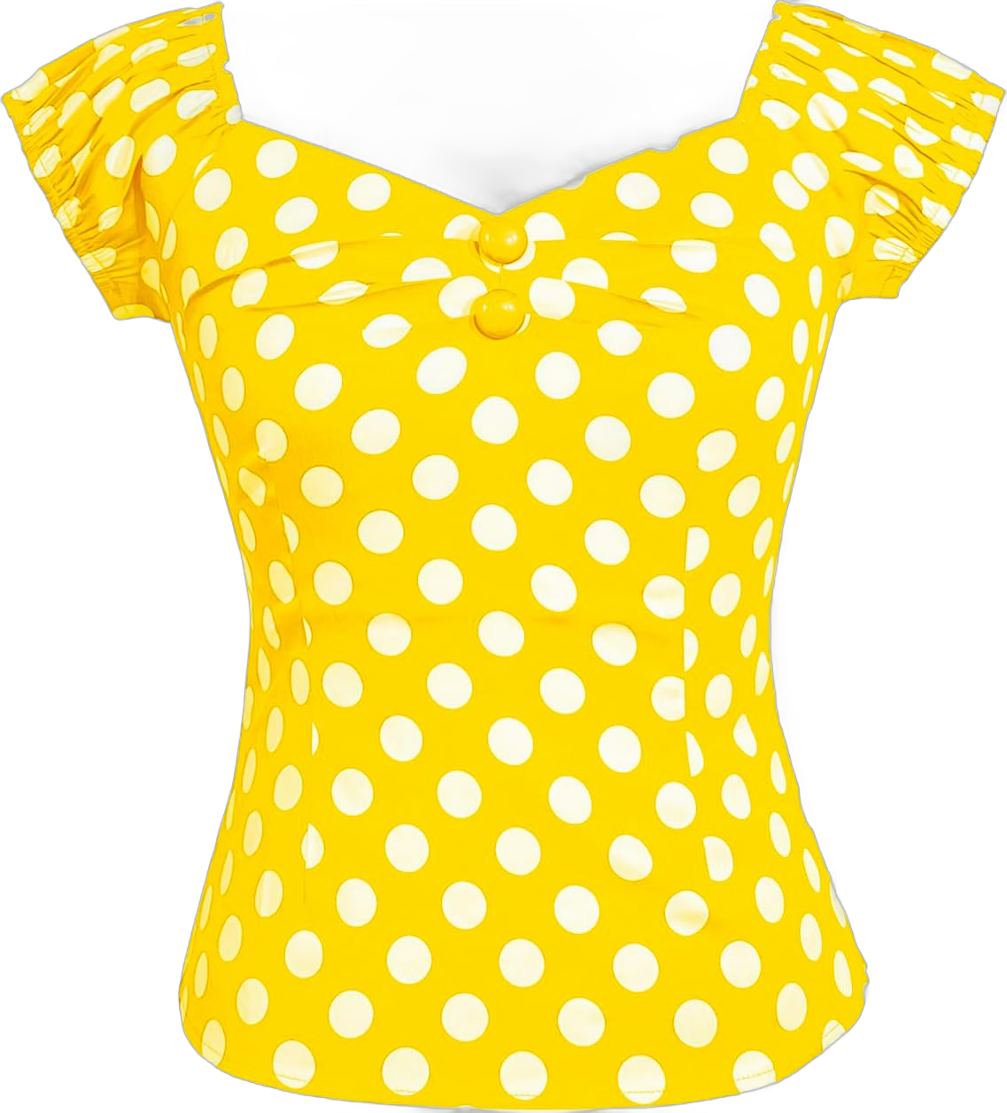 YARN & INK Women's Rockabilly Tops 1950s Pinup Shirt Casual Off Shoulder Vintage Blouse Medium Polka Dot Yellow