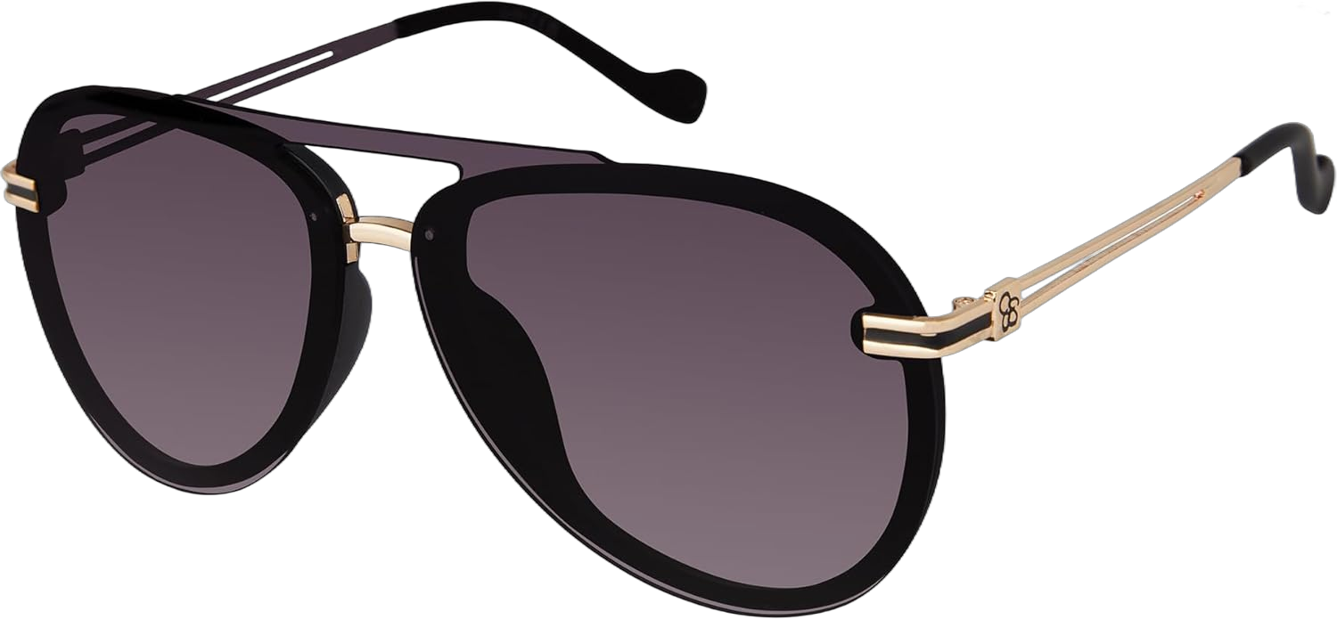 Jessica Simpson Women's J6195 Modern Aviator Pilot Sunglasses with Uv400 Protection. Glam Gifts for Her, 65 Mm Matte Black 65 Millimeters