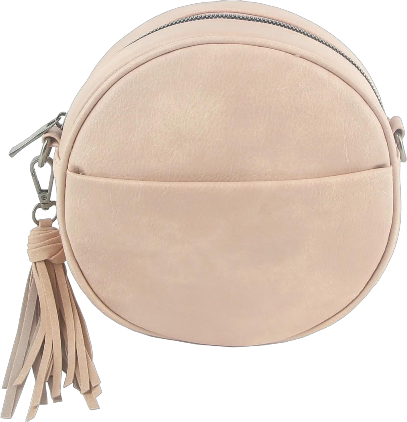 Le Miel Mini Round Tassel Charm Vegan Leather Crossbody Shoulder Sling Bag for Women Lsd190(blush)